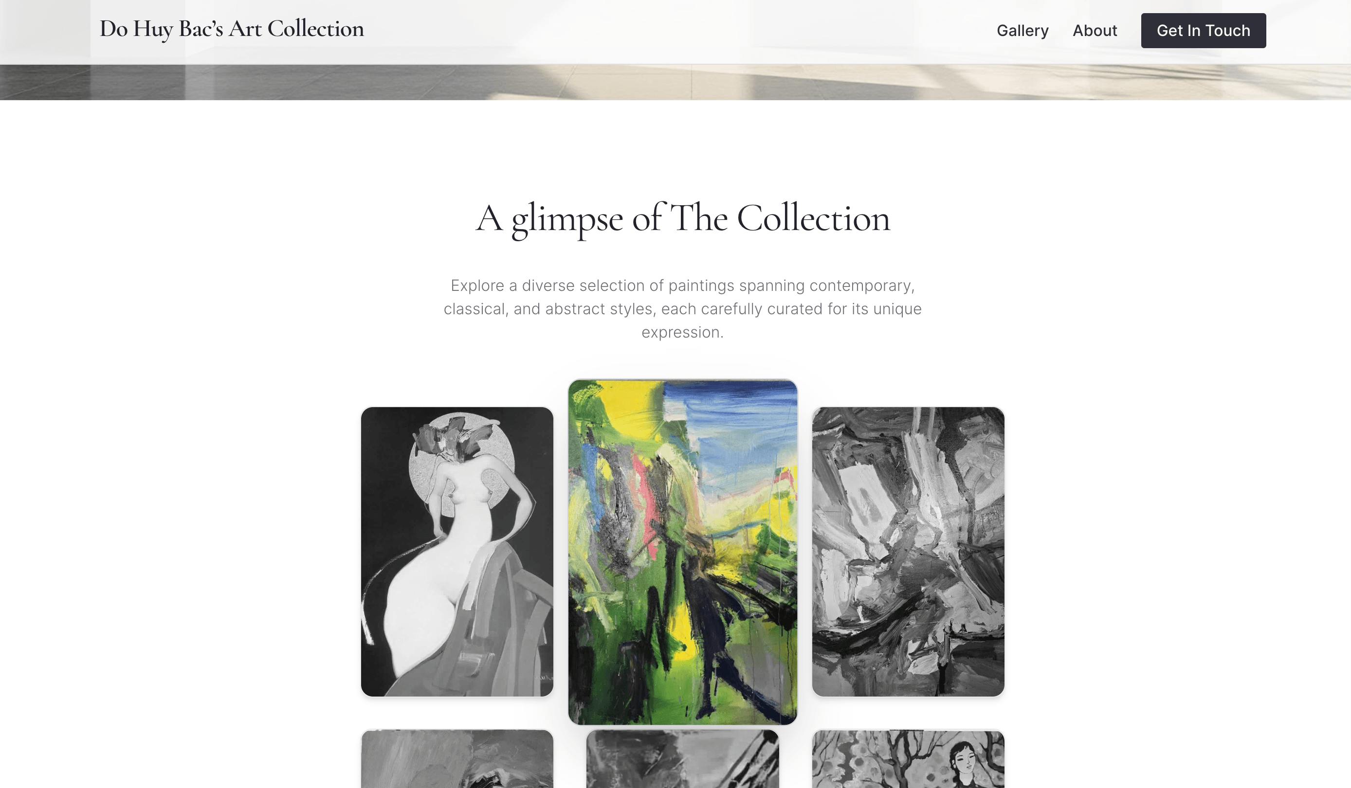 Home page - Dynamic masonry grid displaying a curated collection of artworks with high-fidelity thumbnails.